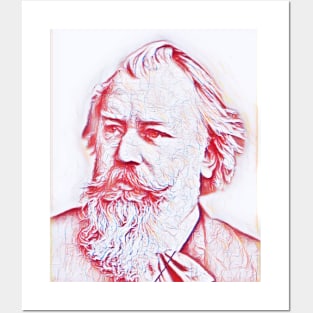 Johannes Brahms Portrait | Johannes Brahms Artwork | Line Art Posters and Art